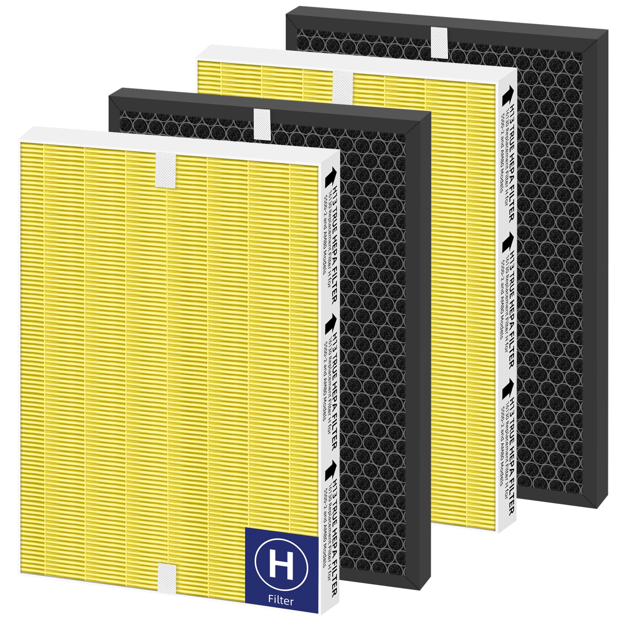 Photo 1 of 116130 HEPA Pet Care Replacement Filter H for Winix 5500-2 Am80 Plasmawave Air Purifier True HEPA Carbon Filter,2 Set,Yellow