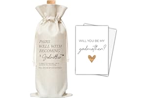 chanuan Godmother Wine Gift Bags, Will You Be My Godmother Wine Bag For Godparents Proposal, Godmother Proposal Gift, Godparents Gifts For Baptism, 1 Wine Bag With 1 Godmother Proposal Card (A16)