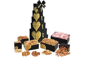 SIMPLE ORCHARDS Nuts gift Basket Tower, Heart Design 6 Tier Food Baskets for Men and Women.