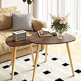 BAMEOS Bamboo Nesting Triangle End Table,Set of 2
