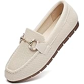 Women's Knit Slip On Loafers - Breathable Mesh Flats with Memory Foam Insole & Arch Support, Non-Slip Comfortable Shoes for Work Office Commute, Driving, Casual Daily Walking (Wide Foot Friendly)