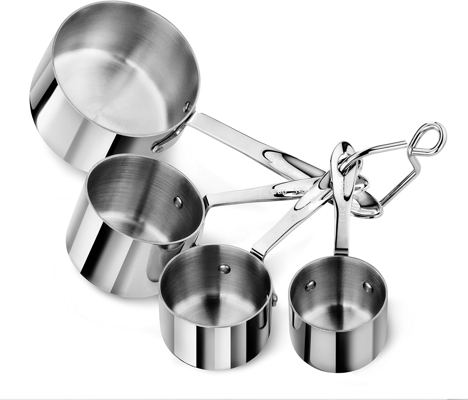 Artaste 43143 Stainless Steel 18/8 Measuring Cups (Set of 4), Silver