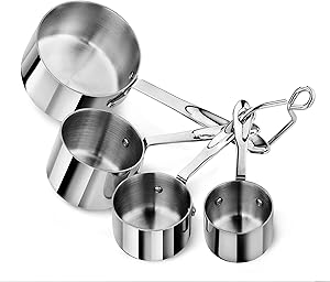 Artaste 43143 Stainless Steel 18/8 Measuring Cups (Set of 4), Silver