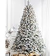6FT Pre-lit Snow Flocked Christmas Tree Spruce with Remote Control, 350 Warm White Multi-Color Lights, Artificial Hinged/Feel Real/Realistic for Home, Holiday Decoration Dual Color LED