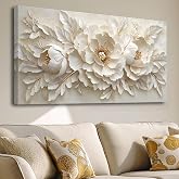 Large scale Flower canvas wall art Mural White Flower Abstract Decoration Painting Modern Nordic Plant Flower Poster Printing Living Room Dining Room Bedroom Office Corridor Home Decoration, 20x40 inches