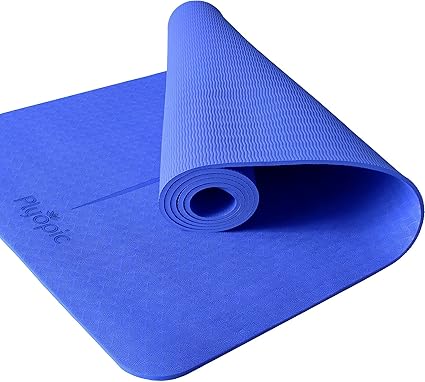 Plyopic Yoga Mat Gymnastics Mat Pilates Mat Non Slip Padded Fitness Mat With Carry Strap Ideal For Yoga Pilates Sports Exercise And Workout Dimensions 183cm Long 61cm Wide 6mm Thick Blue