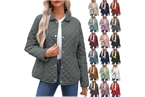 AOREUGL Womens Oversized Puffer Jacket Lightweight Button Down Quilted Jackets Winter Long Sleeve Outwear Coats With Pockets