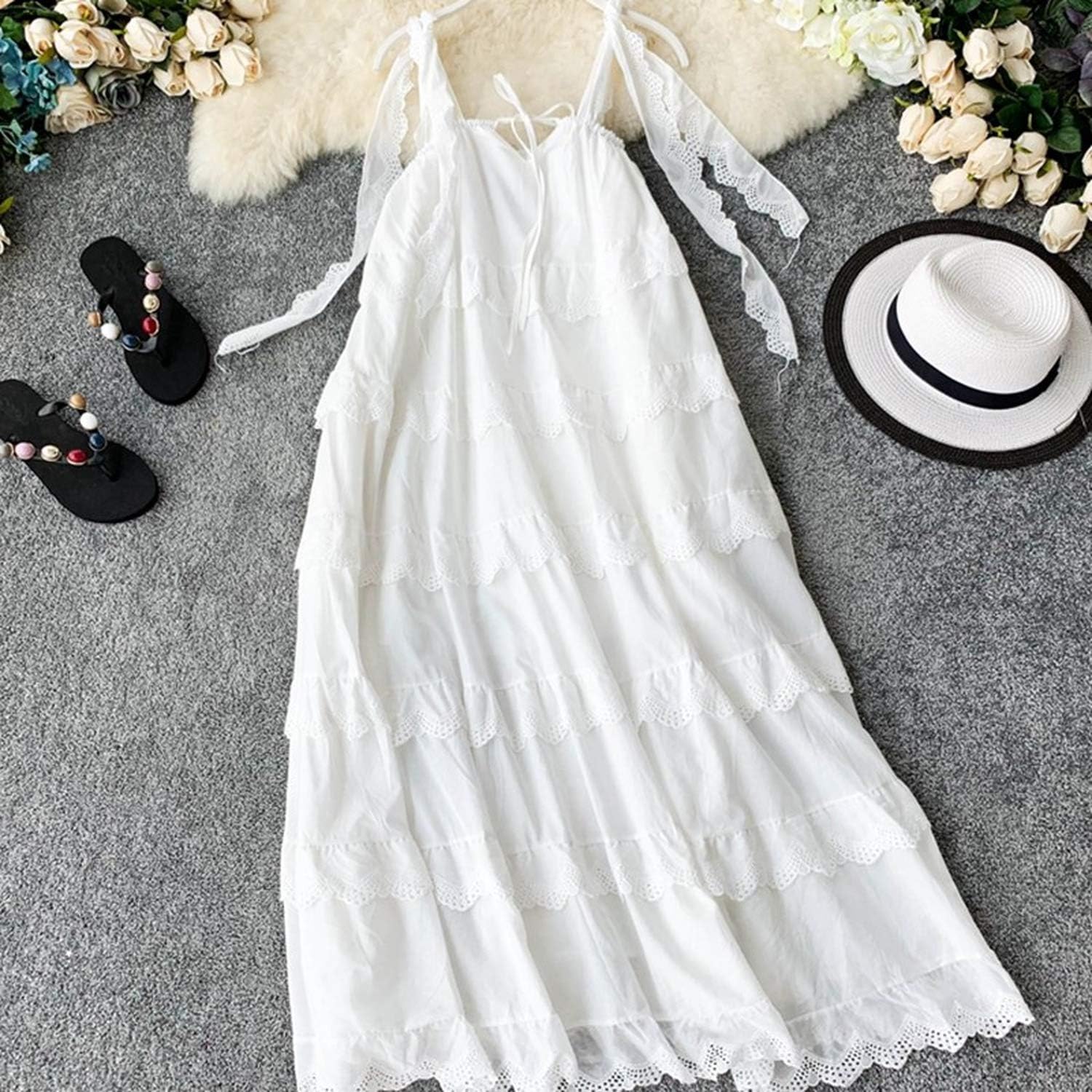 white ruffle sundress