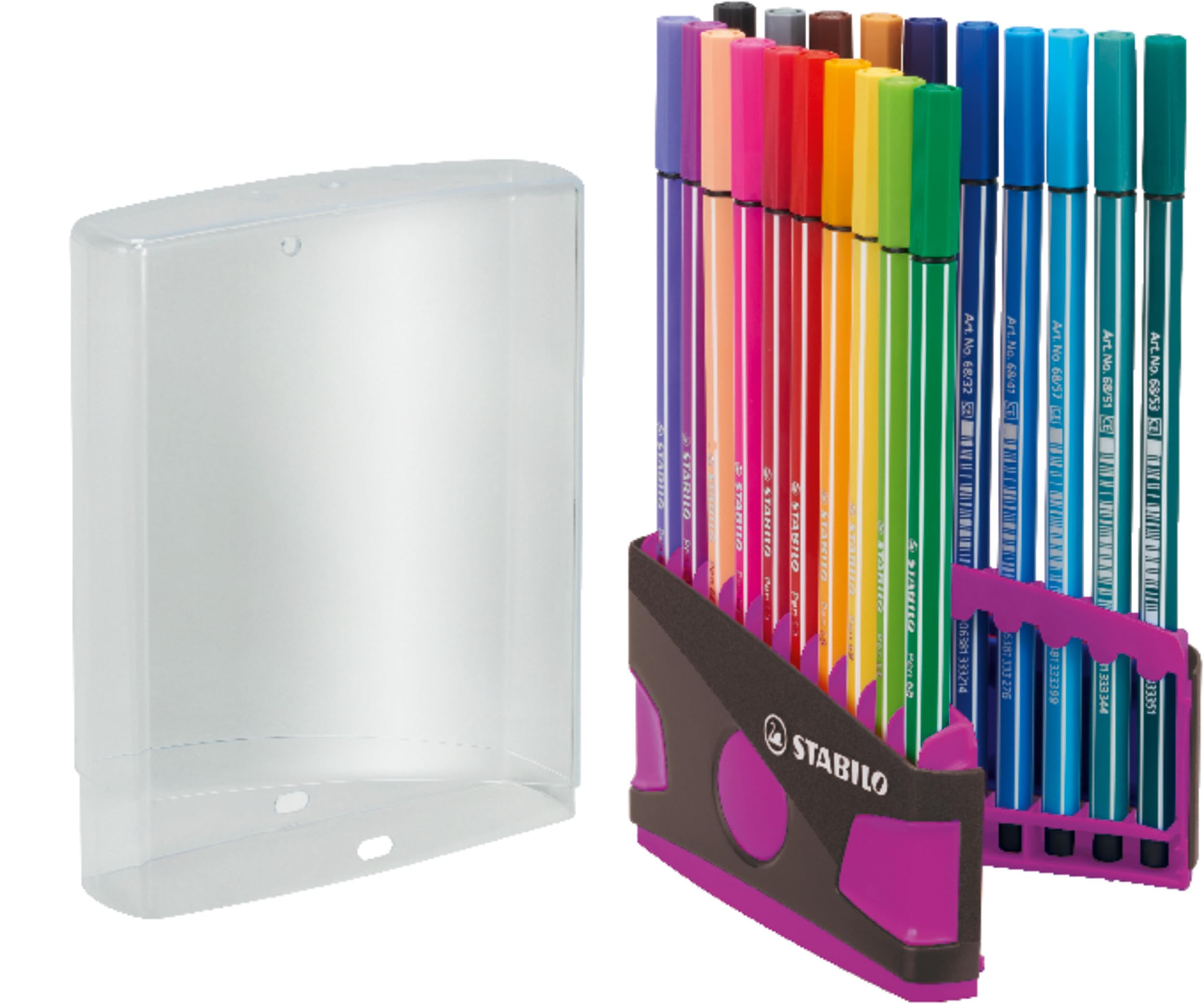 STABILO Pen 68 - Premium Fibre-Tip Pen - ColorParade in Anthracite/Pink - Deskset of 20 - Assorted Colours
