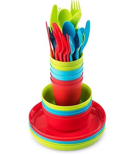 Youngever 54 Pcs Plastic Dinnerware Set For Kids - 9 Assorted