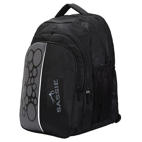 Sassie Polyester 41L Black and Grey School Bag with 4 Compartments
