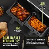 Tower Elite Dual Basket Air Fryer 8L 1700W Vortx Technology Graphite view 3