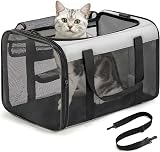 Conlun Cat Carrier Bag Soft-Sided Pet Carrier 4-Sided Mesh Grey M