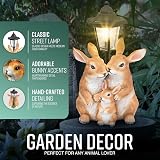 GloBrite Solar Rabbit Family with Lantern Post Light Resin Garden Ornaments view 2