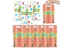 Chilamics 30pcs Cartoon Friends Themed Party Supplies,Red Brick Wall Street Decorations,Cartoon Sesame Gift Bags, Candy Bags for Birthday Party Supplies for Boys and Girls