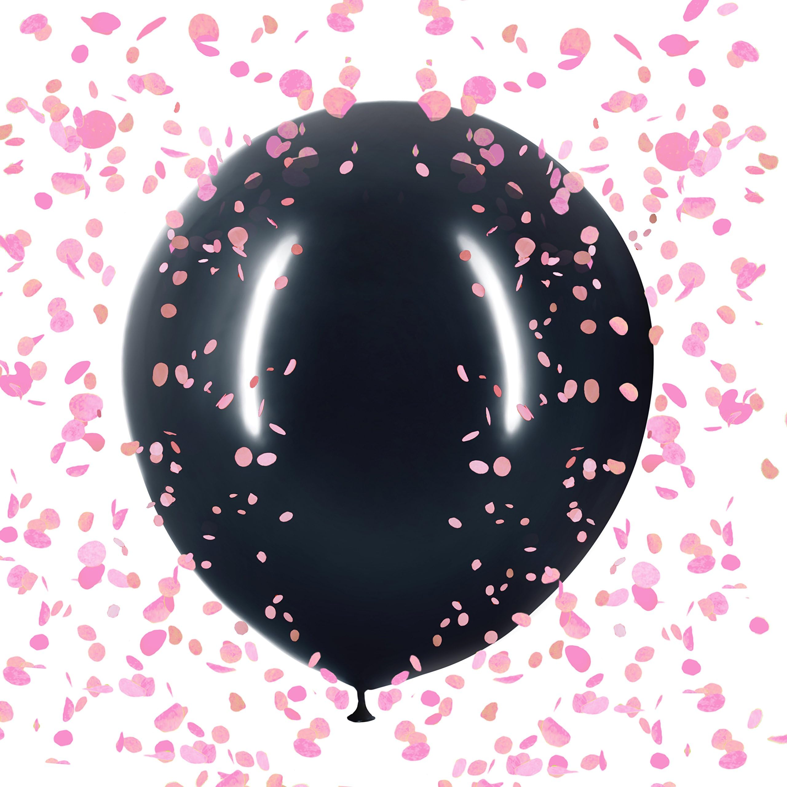 IGROWS 36" Baby Gender Reveal Balloons - Come with 3 Jumbo Highest Quality Latex Black Balloons and 3 Packets of Pink, Blue and Multicolored Confetti for Baby Shower Pregnancy Announcement Boy or Gir