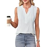 Blooming Jelly Womens Tank Tops Dressy Work Sleeveless Shirt Pleated V Neck Summer Blouse Business Casual Outfits