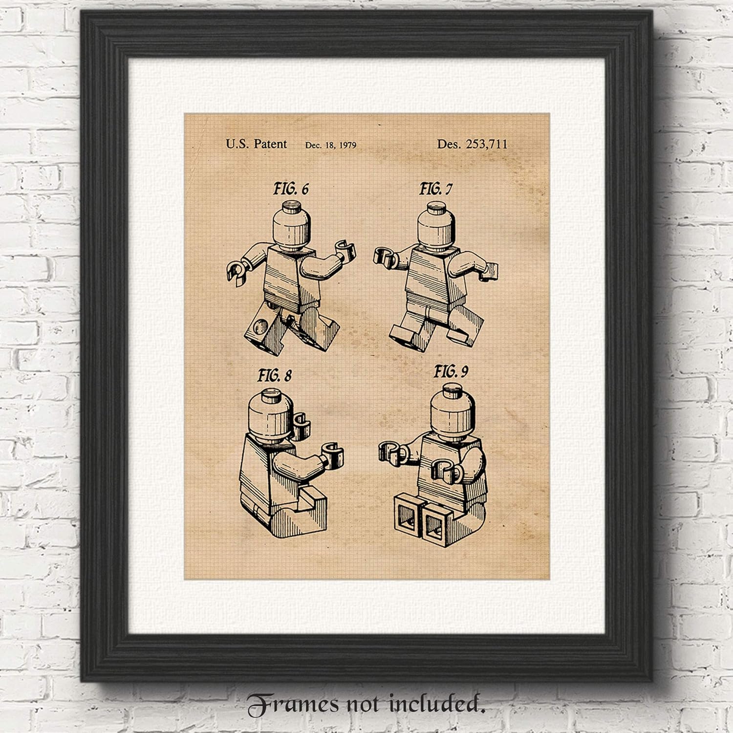 Vintage Lego Patent Poster Prints, Set of 1 (11x14) Unframed Photo, Wall Art Decor Gifts Under 15 for Home, Office, Garage, Man Cave, College Student, Teacher, Children, Comic-Con & Movies Fan