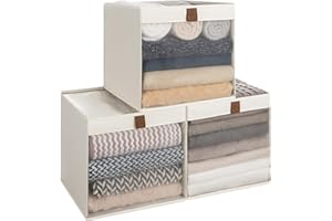 StorageWorks 13x13 Storage Cubes, Closet Storage Bins with Clear Window, Large Fabric Organizer for Clothes, Collapsible Stor