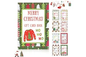 Gift Card Book Christmas, 20 Pages Gift Card Holder Christmas, Greeting Cards Booklet Organizer for Xmas Secret Santa Gifts (