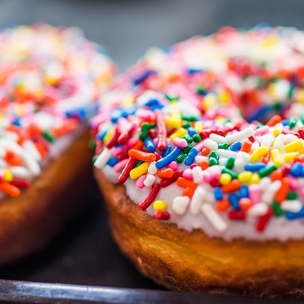 YUPIK RAINBOW SPRINKLES, 2.2 LB (35.2 OZ), LOW SUGAR, CHOLESTEROL-FREE, SODIUM-FREE, KOSHER, IDEAL FOR BAKING, AND DECORATING ICE CREAM, CAKES, COOKIES, CUPCAKES, AND DONUTS