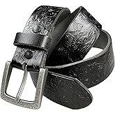 Cowboy Cowgirl Western Tooled Floral Embossed Full Grain Genuine Leather Belt Strap 1-1/2"(38mm) Wide