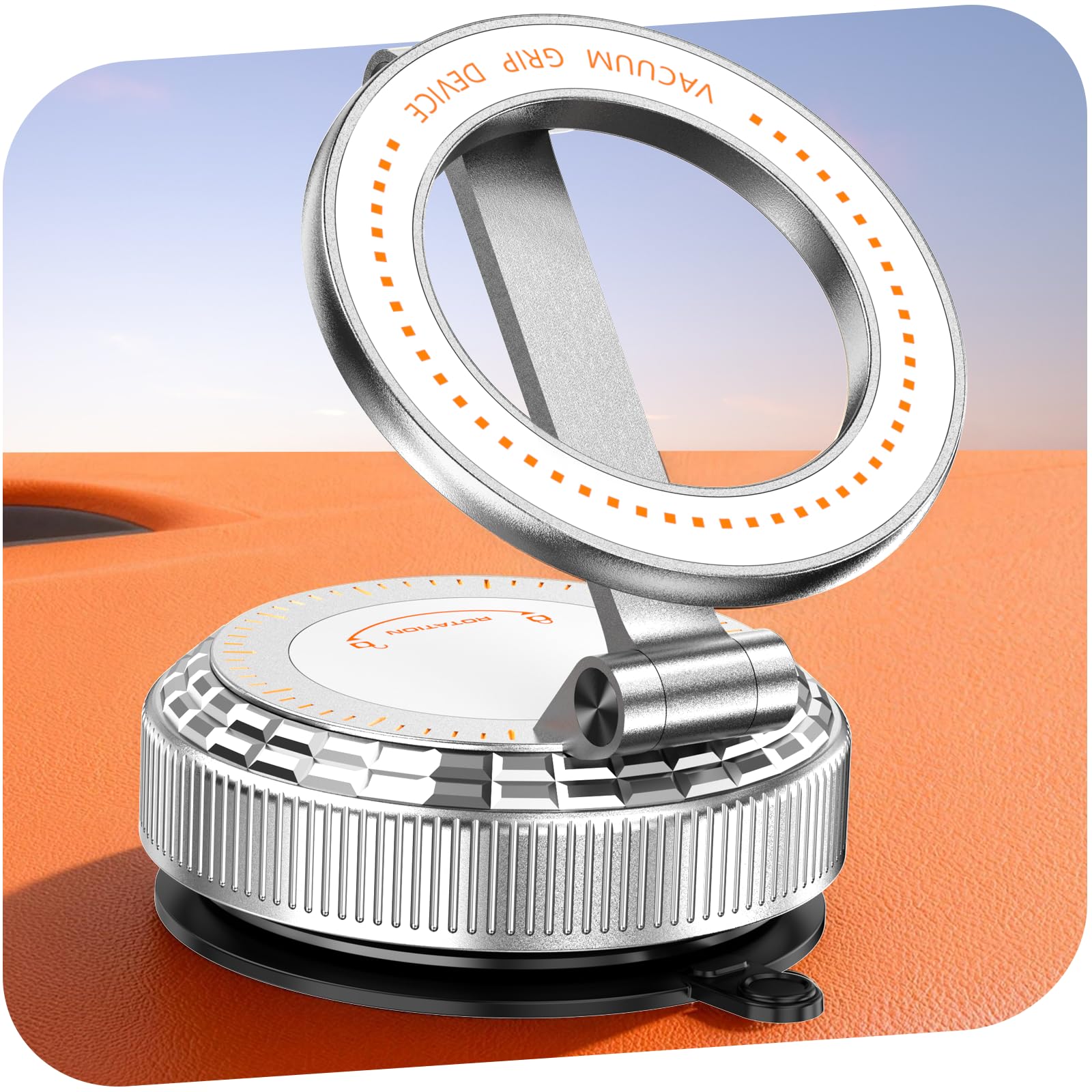 visnfa Pure Zinc Alloy Vacuum Magnetic Phone Holders for Your Car [105+LBS Suction & 3800gf Magnetic] 360° Adjustable Magsafe Car Phone Holder Mount for iPhone 17 16 15 14 13 12 Series & Android