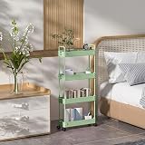 SOLEJAZZ 4-Tier Storage Trolley Cart Slim Rolling Utility Cart Green view 6