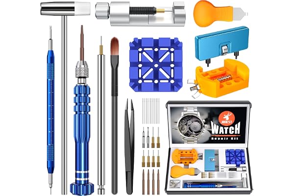JOREST Watch Repair Kit, Battery Replacement, Link Pin Removal, Strap Adjustment Band Sizing, Screwdriver, Case Opener Back R