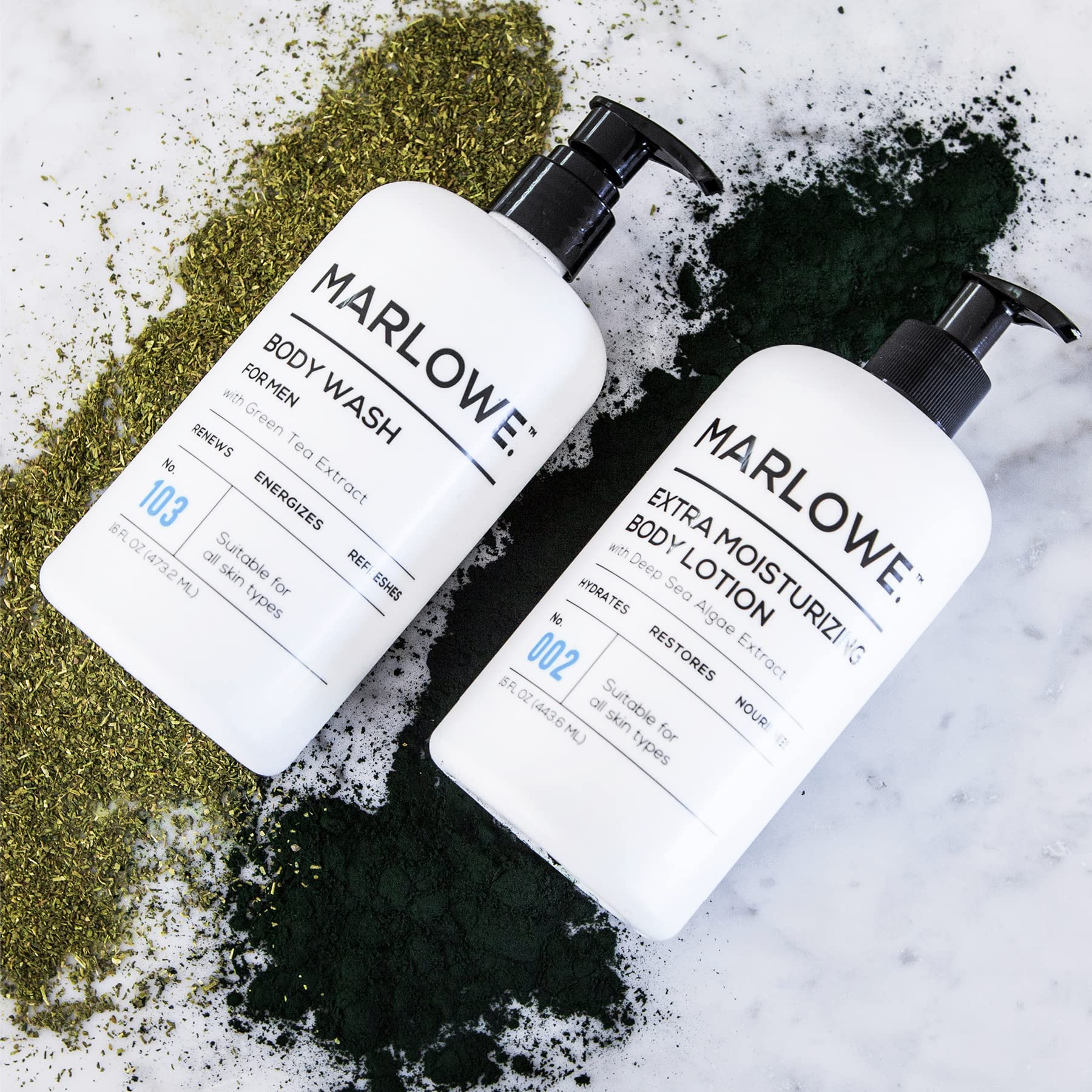 MARLOWE. No. 002 Body Lotion 15 oz Pump, Original, Revitalizing Dry Skin Lotion with Aloe Vera & Amino Acids, Hydrates & Nourishes, Lightly Scented