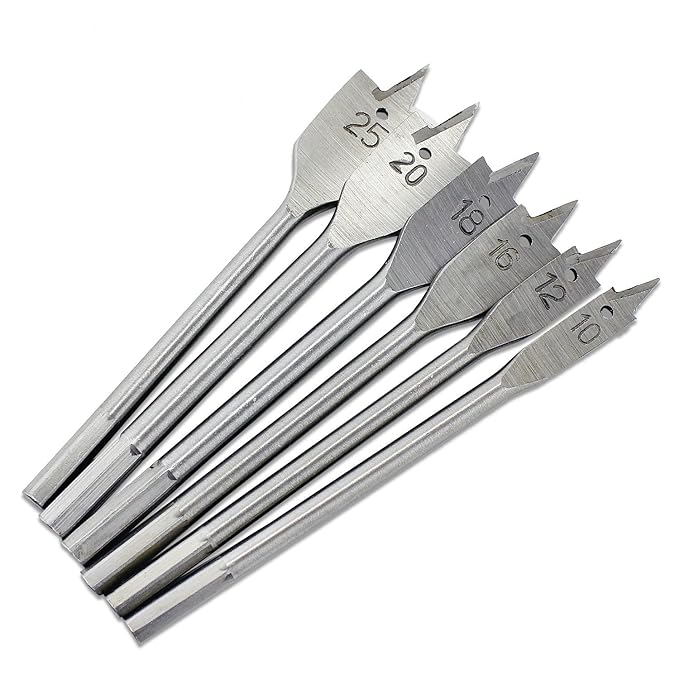 Wood Flat Drill Bits Set, ICEBLUEOR 6PCS Spade Paddle Drill Bits Set 10