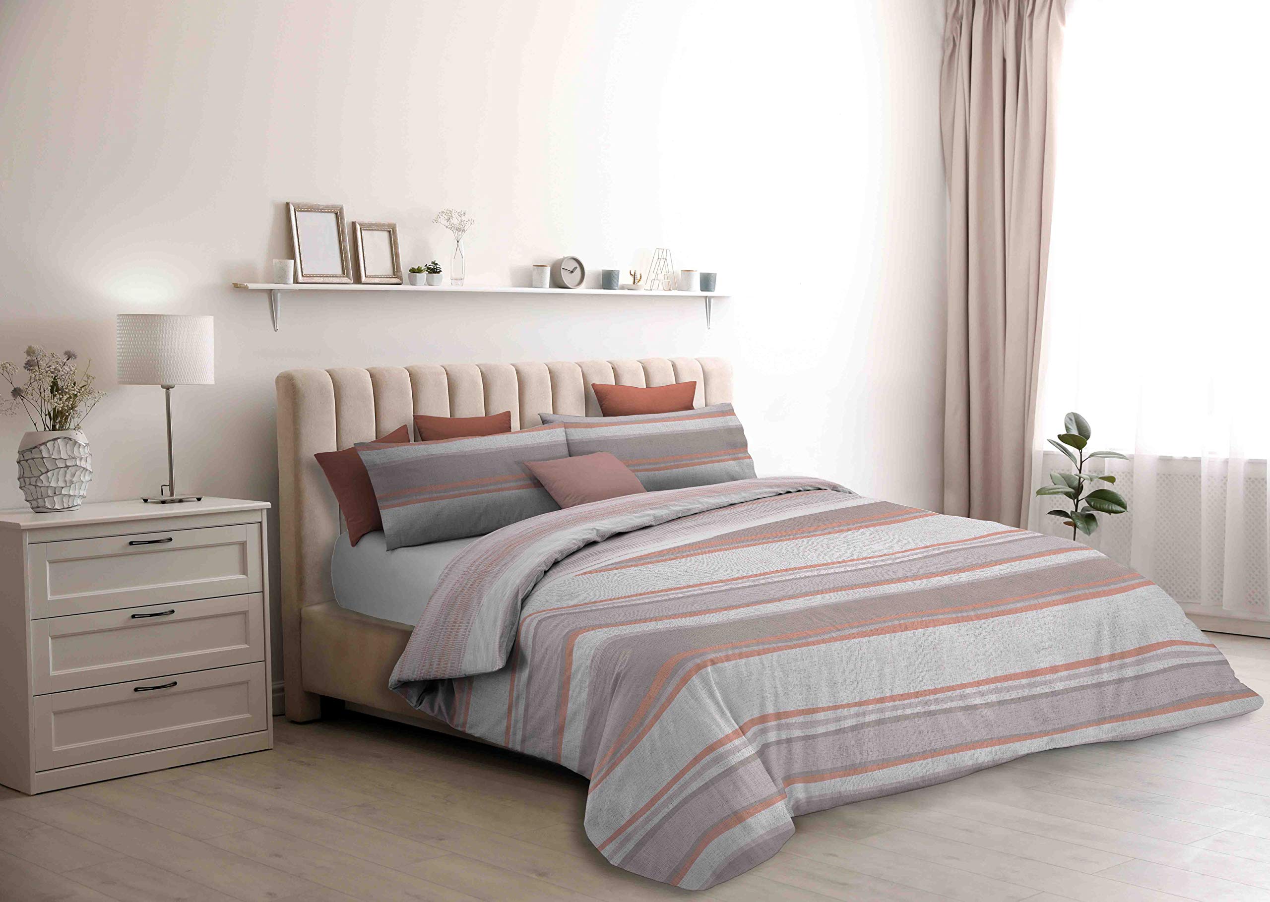 Italian Bed Linen Athena Duvet Cover, Cotton, Damour rosa, 2 Places