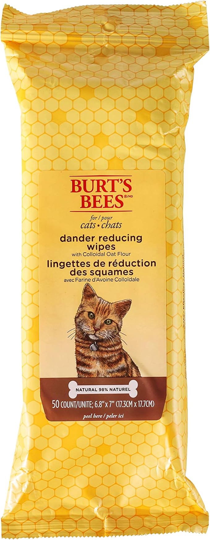 Burt's Bees Dander Reducing Grooming Wipes for Cats, 50 Wipes Amazon
