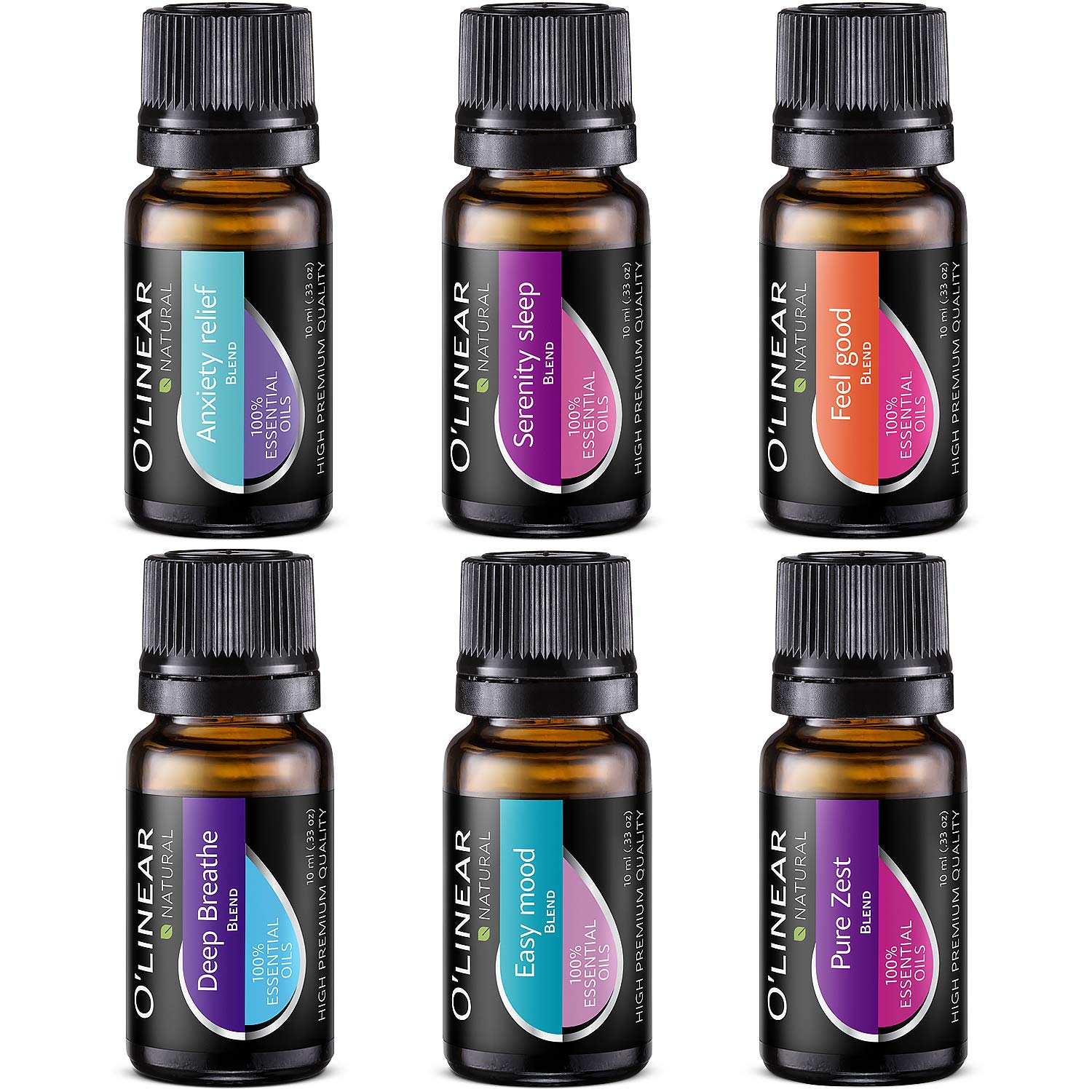 Top 6 Blends Essential Oils Set - Aromatherapy Diffuser Blends Oils for Sleep, Mood, Breathe, Temptation, Feel Good, Anxiety Relief