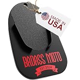 Badass Moto Motorcycle Kickstand Pad - Kick Stand Puck, Coaster Plate for Harley Davidson, Touring &amp; Sport Bikes - Motorcycle Accessories for Grass, Dirt, Hot Pavement Parking Pad - USA Made, Black