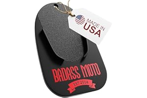 Badass Moto Motorcycle Kickstand Pad - Kick Stand Puck, Coaster Plate for Harley Davidson, Touring & Sport Bikes - Motorcycle Accessories for Grass, Dirt, Hot Pavement Parking Pad - USA Made, Black