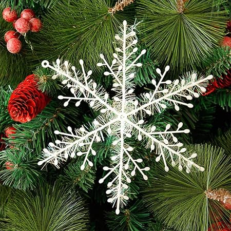 Decorazioni Natalizie Per Albero.Deggodech 30 Pezzi Bianca Fiocchi Di Neve Pendenti Ornamento Albero Di Natale Per Le Vacanze Festival Partito Home Decorazione Natalizia Ornamenti Appesi 11cm Amazon It Casa E Cucina