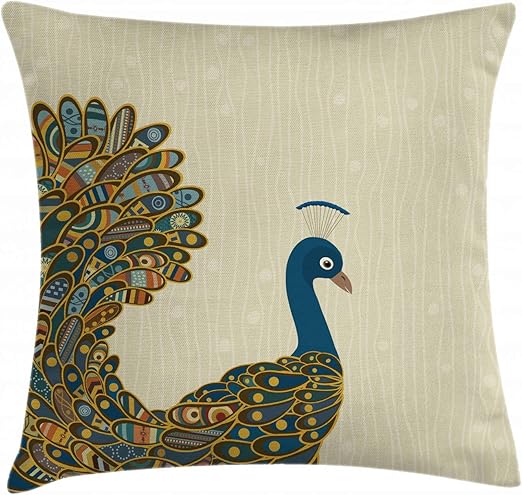 Amazon Com Lunarable Peacock Throw Pillow Cushion Cover Oriental