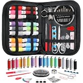 Coquimbo Sewing Kit for Adults, Christmas Stocking Stuffers for Teen Girls | White Elephant Gifts for Women Mom Grandma Boy, Sewing Supplies, Needle and Thread Kit, Portable for Travel, Beginner (Black)