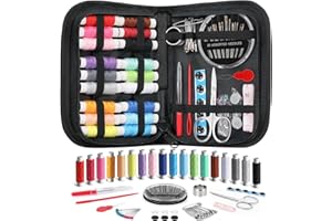 Coquimbo Sewing Kit Stocking Stuffers Christmas White Elephant Gifts for Adults Teen Girls Grandma Beginner Traveler, Portable Sewing Supplies Accessories with Thread, Needles, Scissors (Black, M)