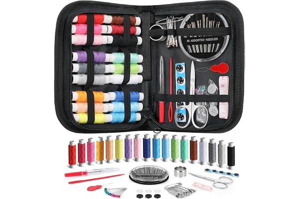 Coquimbo Sewing Kit for Adults College Dorm Essentials, Portable Sewing Supplies Accessories Contains Thread, Needles, Scissors, Gifts for Mom Grandma Women Wife Teen Girls Beginner Traveler (Black)