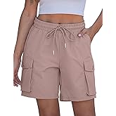luvamia Hiking Shorts for Women High Waisted Pull On Cargo Casual Golf Water Resistant 7 Inch Inseam Mid Thigh Shorts