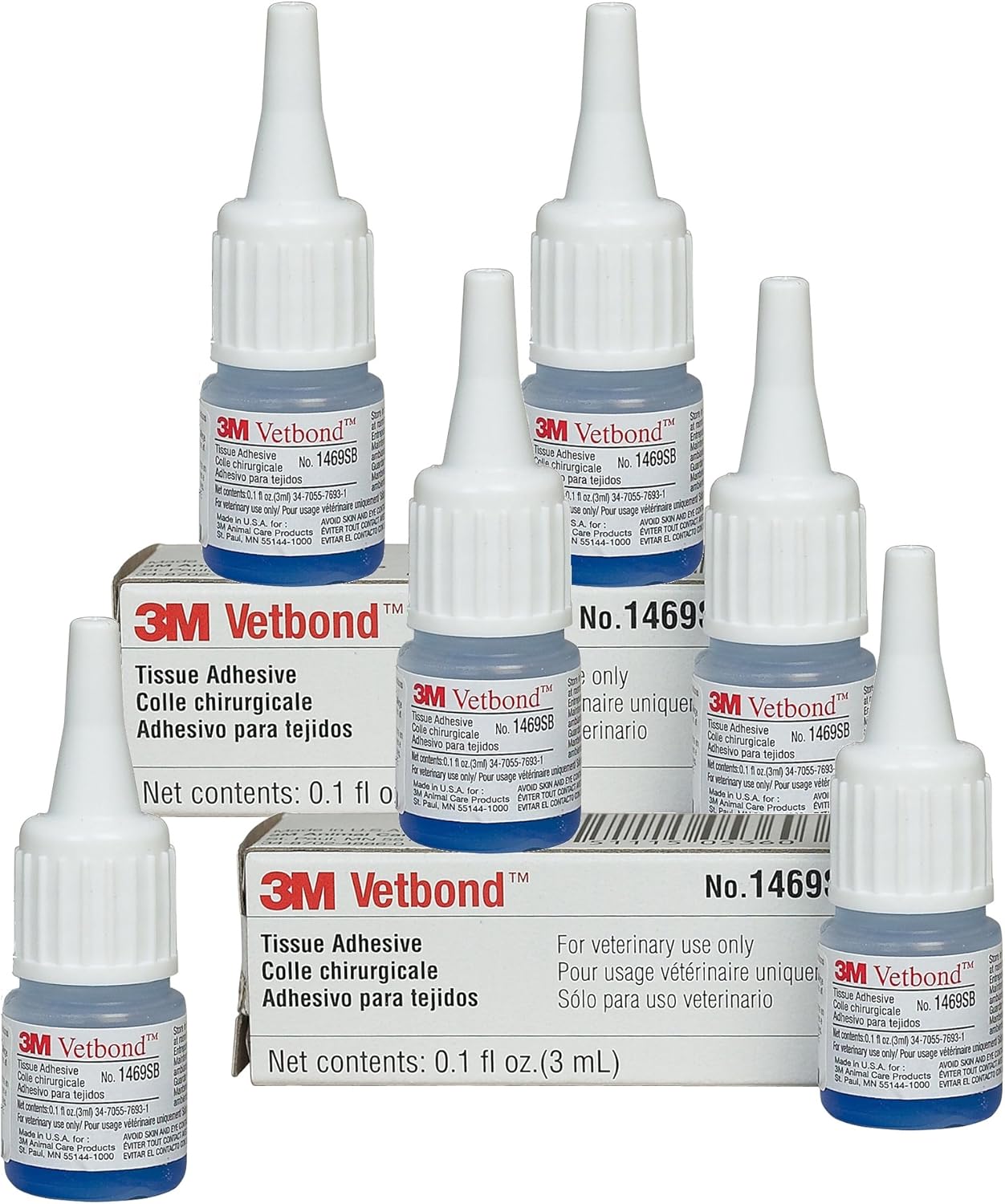 3M Vetbond Tissue Adhesive, 3ml Bottles w/MSDS (6 Bottles