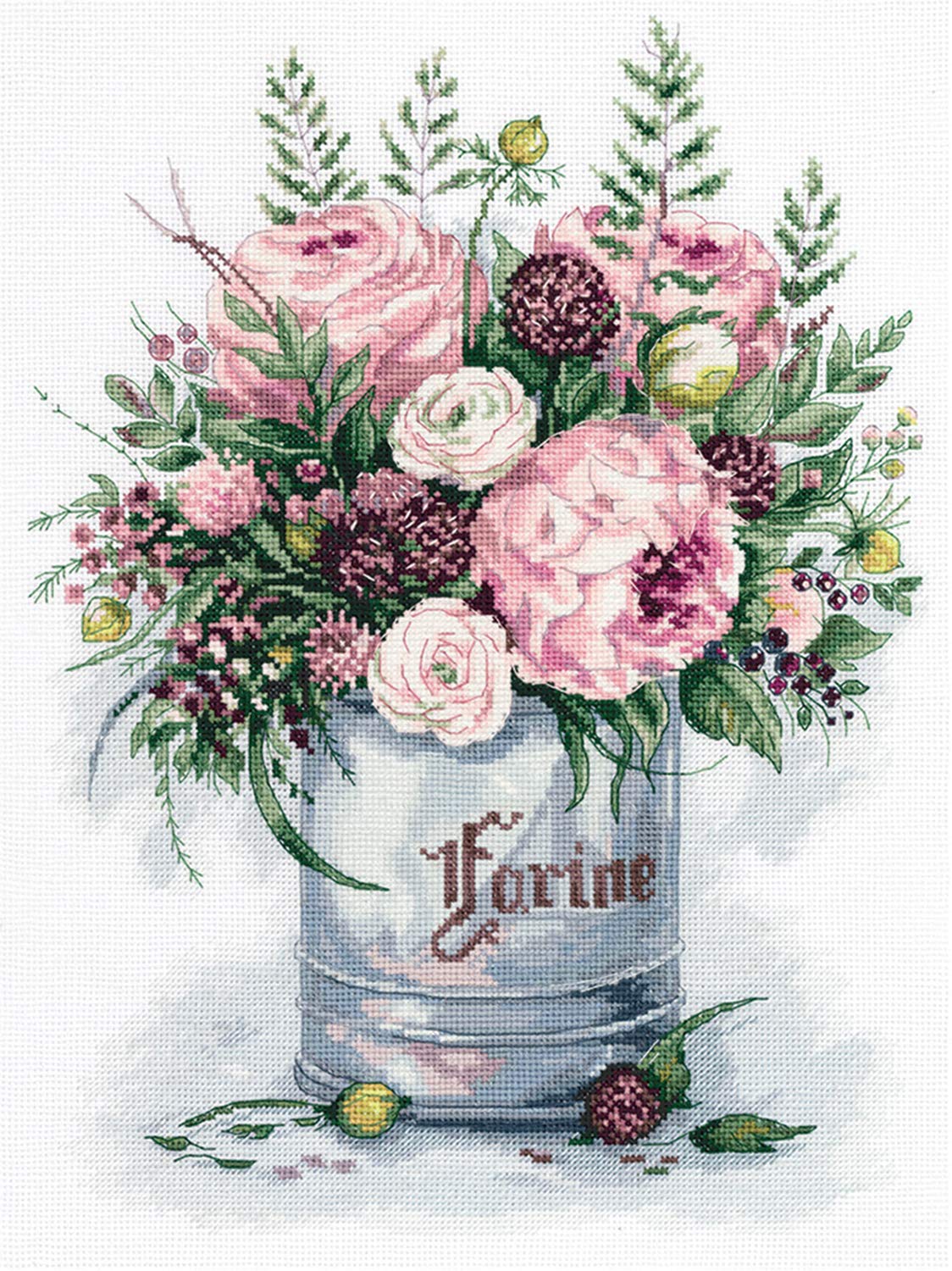PANNA - Counted Cross Stitch Kit - Watercolour Bouquet - C-7050-16 Count - Aida - 13.78 x 10.63 inch - DIY kit