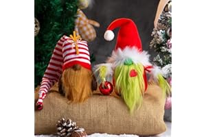 BWFY Christmas Gnomes Decorations 2-Pack Handmade Swedish Tomte Plush Gnomes Scandinavian Santa Elf Christmas Table Tiered Tray Ornament Christmas Decor Gifts