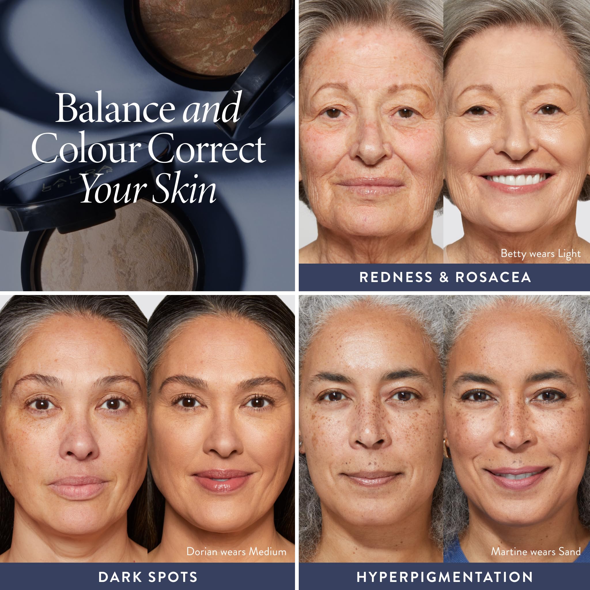 LAURA GELLER NEW YORK Award-Winning Baked Balance-n-Brighten Color Correcting Powder Foundation - Porcelain - Buildable Light to Medium Coverage - Demi-Matte Natural Finish