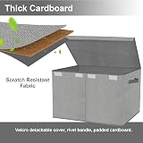 VERONLY Large Foldable Toy Box Chest with Lid 24.5x13x16 Linen Grey view 6