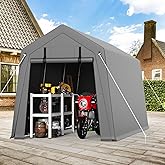 Hipicute 7'x10' Outdoor Portable Storage Shed, Waterproof & UV-Resistant Garage Shelter with 2 Roll-Up Zipper Doors, Anti-Snow Carport Tent for Motorcycle, Bike, and Outdoor Equipment, Gray