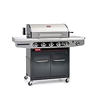  Siesta 612 Grillwagen Barbecook silber Gusseisen XXL Grillmobil Garten 5+1 Gas Brenner 6-flammig ✔ Lenkrollen mit Bremse ✔ Deckel ✔ Rotisserie-Aufhängung ✔ Seitentische beidseitig ✔ Unterschrank ✔ eckig ✔ rollbar ✔ stehend grillen ✔ Grillen mit Gas ✔ mit Station ✔ mit Rädern 