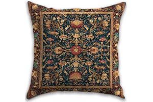RBAFAO William Morris Inspired Abstract Vintage Floral Design Throw Pillow Covers Home Decor Art Pillowcase Cushion Cover for Bed Sofa Living Room, Car Indoor and Outdoor (Brown, 18x18inches)